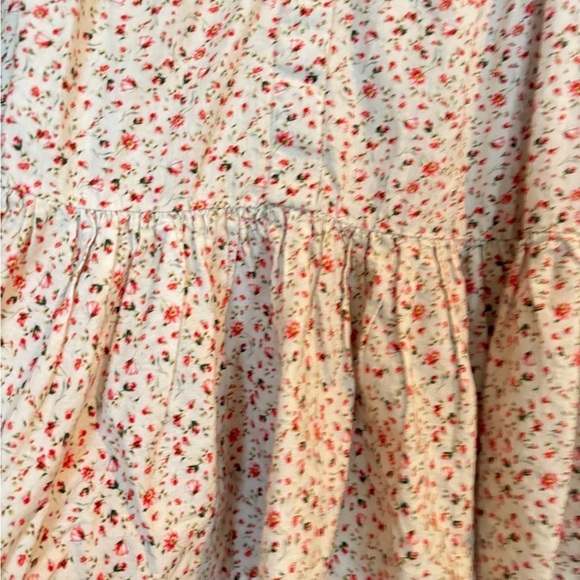 Meet Me in Santorini Greece Ditzy Floral Romantic Puff Sleeve Hi Low Top Size M - Picture 9 of 15